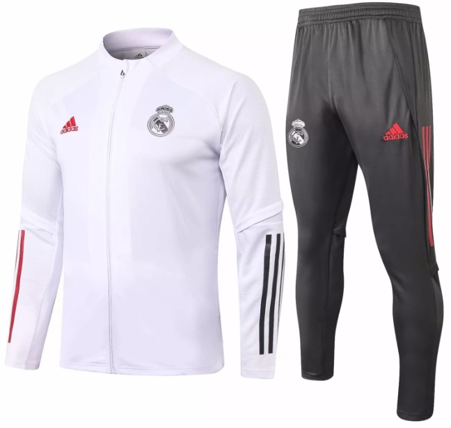 Kit treinamento oficial Adidas Real Madrid 2020 2021 Branco e preto 